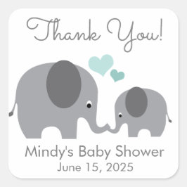 Klein Pindamaatje & Baby Olifant Shower Favor Vierkante Sticker