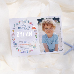 Klein piraat onder het Zee jongens Foto 's avonds Folie Uitnodiging
