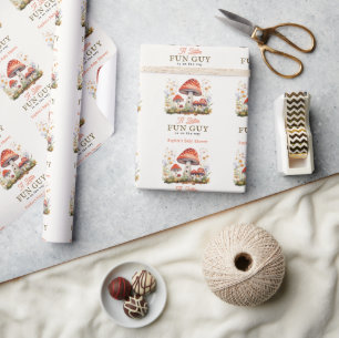 Klein Plezierige Paddenstoelen Bloemige Babyborrel Cadeaupapier