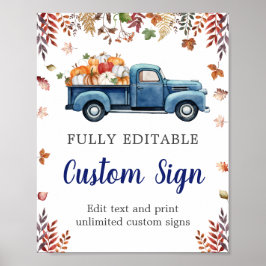 Klein pompoen Baby shower aangepaste teken Poster