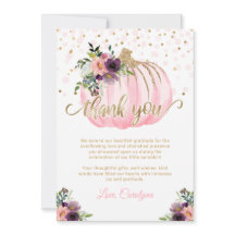 Klein pompoen Baby shower dank u kaart 5x7