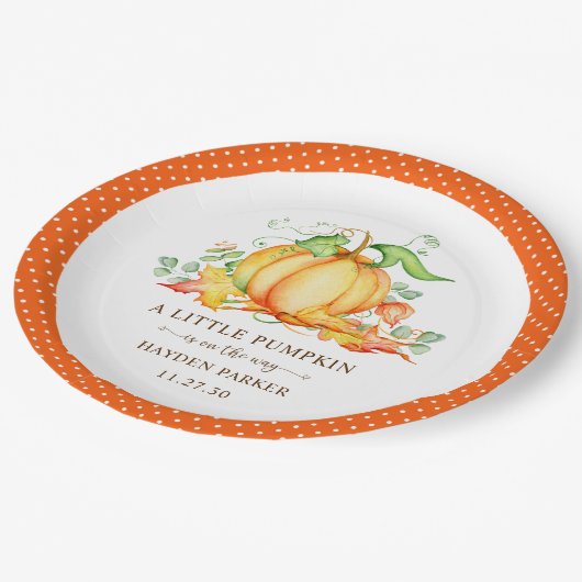 Klein pompoen Baby shower papier Bord (Gekanteld)