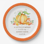 Klein pompoen Baby shower papier Bord (Voorkant)