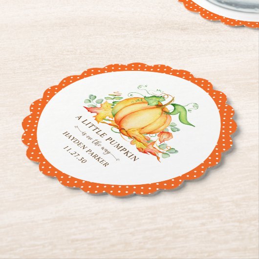 Klein pompoen Baby shower papier Bord Kartonnen Onderzetters (Gekanteld)