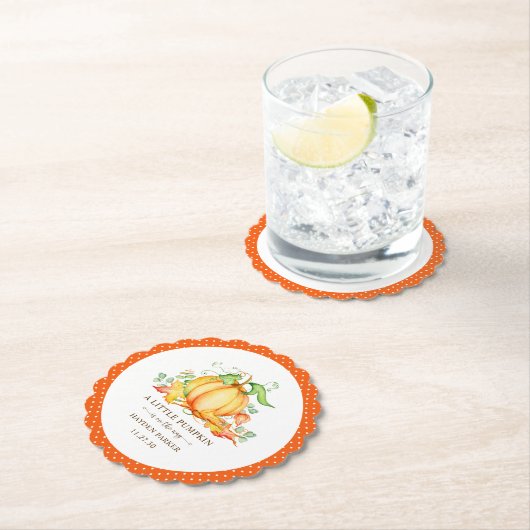 Klein pompoen Baby shower papier Bord Kartonnen Onderzetters (Insitu)