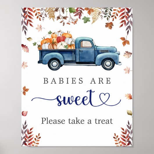 Klein pompoen Baby shower trakteren teken Poster (Voorkant)