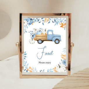 Klein Pompoen Blauw Vrachtwagen Voedsel Bord Poster