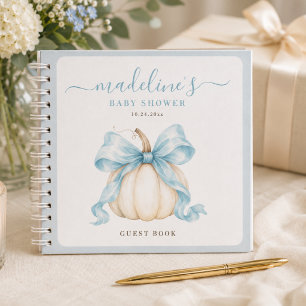 Klein Pompoen Blauwe Strik Baby Shower Gastboek vo Notitieboek