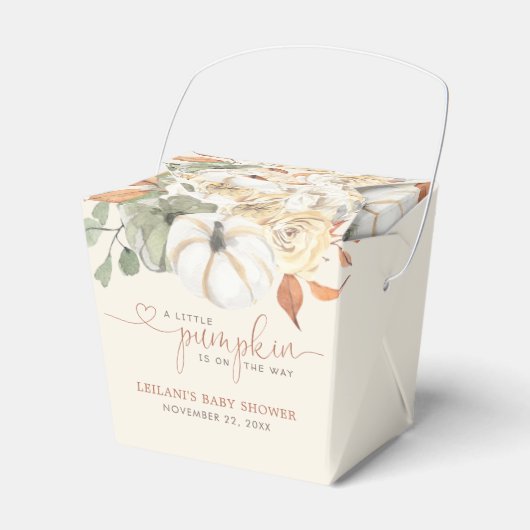 Klein pompoen bloemig Baby shower Bedankdoosjes (Voorkant Zijde)