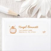 Klein Pompoen Doodle Baby Shower Retouradres Etiket (Insitu)