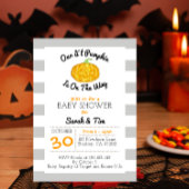 Klein pompoengrijs en Oranje Baby shower Kaart