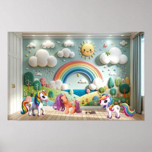Klein Pony en Eenhoorns Poster (Voorkant)