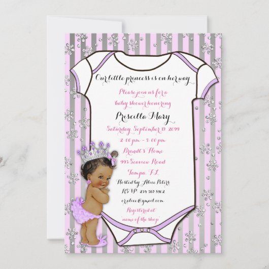 Klein Prinses Baby Shower Uitnodiging, trendy, chi Kaart (Voorkant)