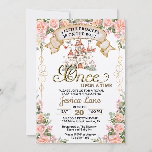 Klein Prinses Sprookjes Kasteel Meisje Baby Shower Kaart (Voorkant)