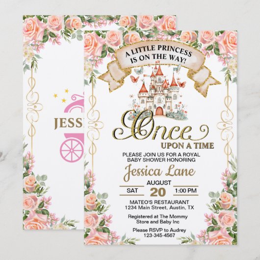 Klein Prinses Sprookjes Kasteel Meisje Baby Shower Kaart (Voorkant / Achterkant)