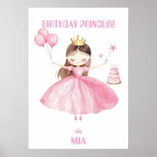 Klein Prinsesje 1e Verjaardag Poster Meisje Op Maa