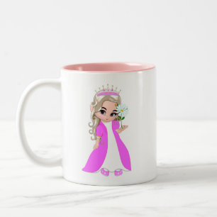Klein Prinsesje met Bloem & Hart Tweekleurige Koffiemok