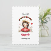 Klein prinsesje met rode jurk kaart (Staand voorkant)
