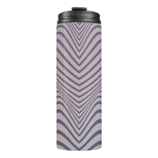 Klein psychedelische achtergrond. Zebra beschermst Thermosbeker (Voorkant)