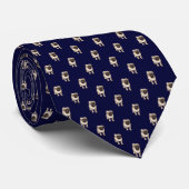 Klein Puppy Pattern op Donkere Navy Blue Stropdas (Opgerold)