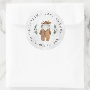 Klein Rendier Kerst Baby Shower Favor Ronde Sticker