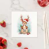 Klein rendier met een kerstmuts Gelukkig Nieuwjaar Servet (Insitu)
