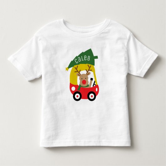 Klein Rendier Rode Auto & Kerstboom Kinderen Baby Kinder Shirts (Voorkant)