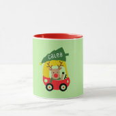 Klein rendier rood autootje & kerstboom kinderen s mok (Midden)