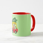 Klein rendier rood autootje & kerstboom kinderen s mok (Voorkant rechts)