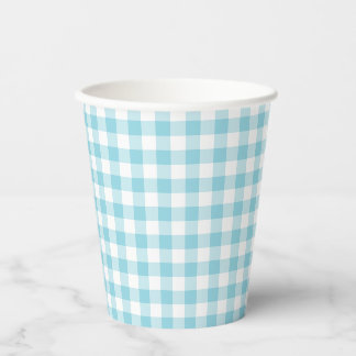 Klein Robijnen Ei Blauw en Wit Geruit Papieren Bekers