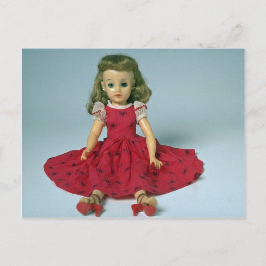 Klein rode poppenpop briefkaart (Voorkant)