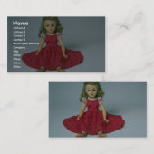 Klein rode poppenpop visitekaartje (Voorkant / Achterkant)