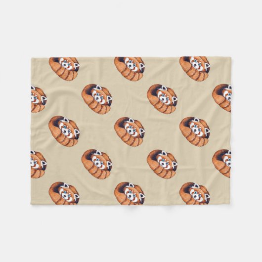 Klein rood beer op bruin fleece deken (Voorkant (Horizontaal))