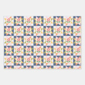 Klein rood bloem quiltblok inpakpapier vel (Voorkant 3)