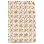 Klein rood bloem quiltblok medium cadeauzakje (Voorkant)