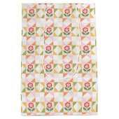 Klein rood bloem quiltblok medium cadeauzakje (Achterkant)