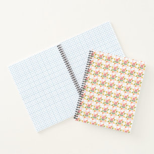 Klein rood bloem quiltblok notitieboek