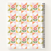Klein rood bloem quiltblok notitieboek (Achterkant)