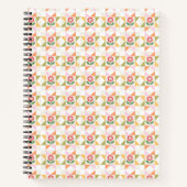 Klein rood bloem quiltblok notitieboek (Voorkant)