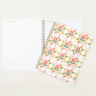 Klein rood bloem quiltblok planner