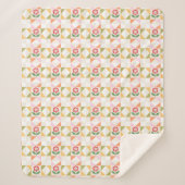 Klein rood bloem quiltblok sherpa deken (Voorkant)