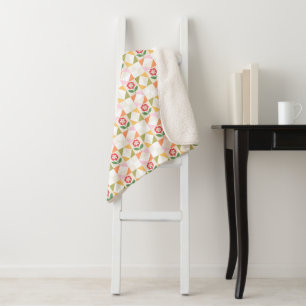 Klein rood bloem quiltblok sherpa deken