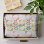 Klein rood bloem quiltblok tissuepapier (Geschenk)