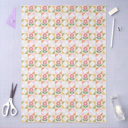 Klein rood bloem quiltblok tissuepapier (Craft)