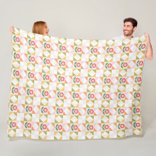 Klein rood bloemen quiltblok fleece deken