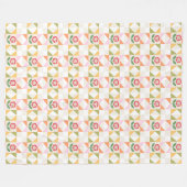 Klein rood bloemen quiltblok fleece deken (Voorkant (Horizontaal))