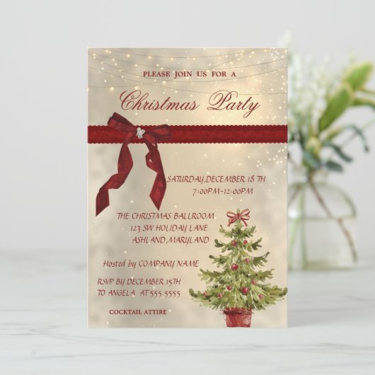 Klein, rood, bomen en kerstfeest kaart (Staand voorkant)