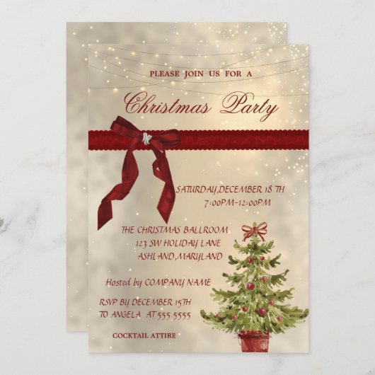 Klein, rood, bomen en kerstfeest kaart (Voorkant / Achterkant)