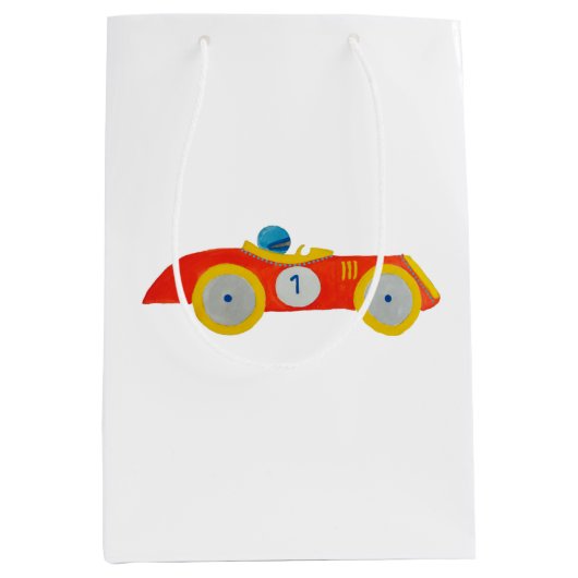 Klein rood draagster voor raceauto, 1 zaterdag medium cadeauzakje (Voorkant)