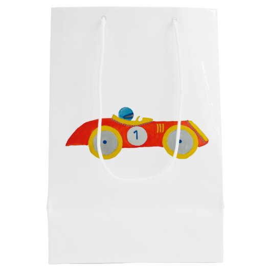 Klein rood draagster voor raceauto, 1 zaterdag medium cadeauzakje (Achterkant)